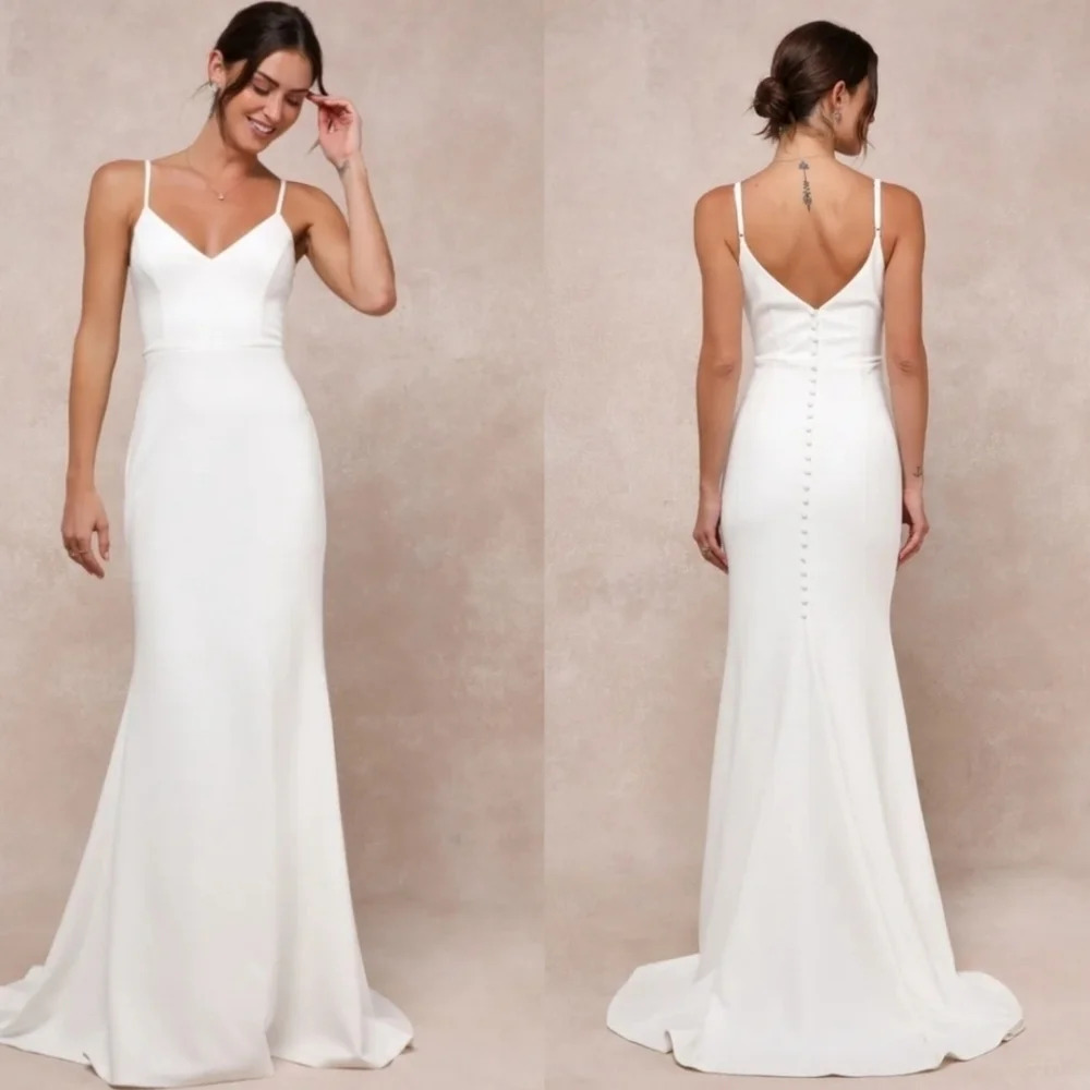 Lulu's Feeling of Forever White Sleeveless Mermaid Maxi Dress S Wedding Bridal